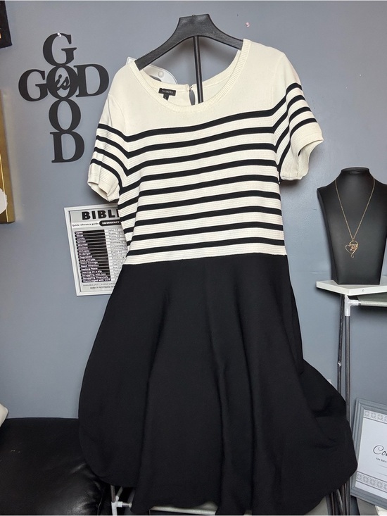 Talbots Dresses & Skirts - Talbots Black and White Striped Fit-and-Flare Dress